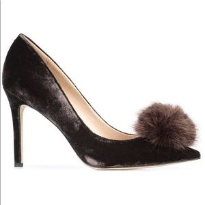 Sam Edelman Haroldson Velvet Faux Fur Pom Pumps